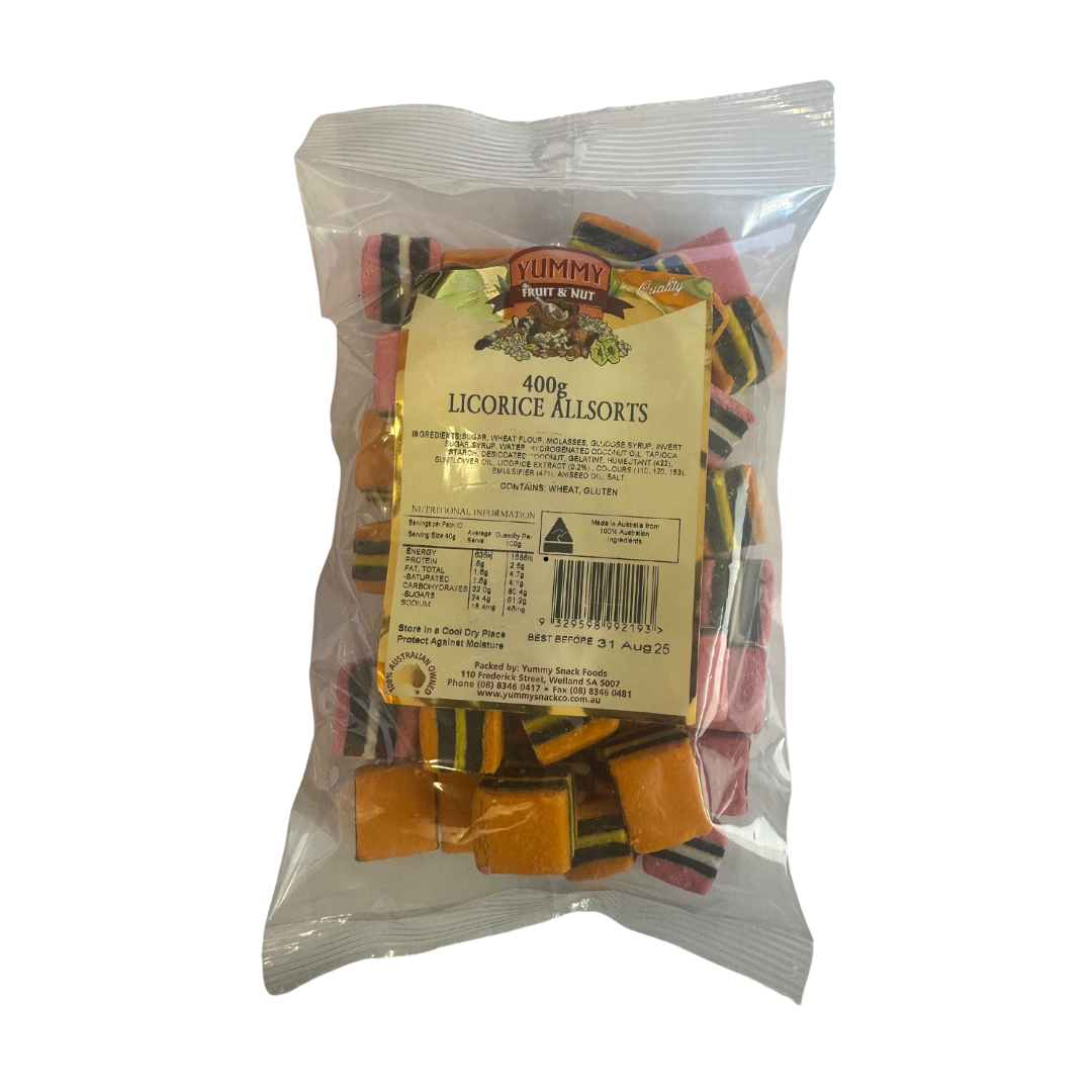 Yummy Licorice Allsorts 400g BAG