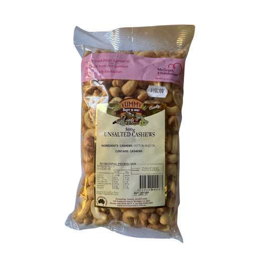 Yummy Unsalted Cashews 500g BAG