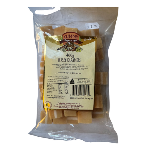 Yummy Jersey Caramels 400g BAG