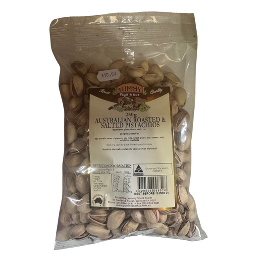 Yummy Australian Roasted & Salted Pistachios 250g BAG