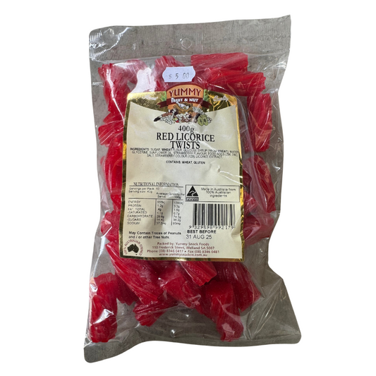 Yummy Red Licorice Twists 400G BAG