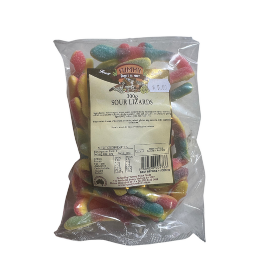 Yummy Sour Lizards 300g BAG