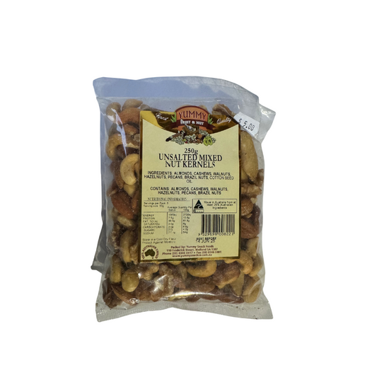 Yummy Unsalted Mixed Nut Kernals 250g BAG